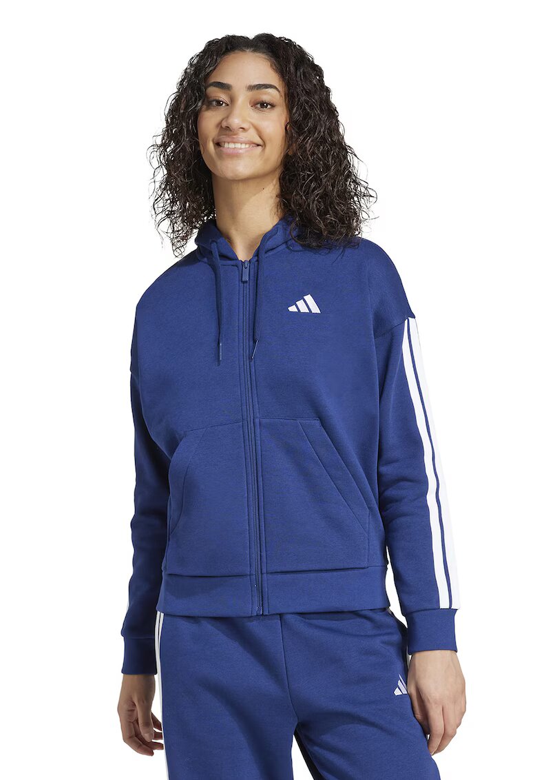 adidas Sportswear Худи с памук с цип - Тъмносин/Бял