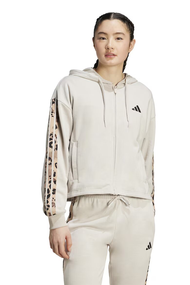 adidas Sportswear Худи с цип и два джоба Светлокафяв/Светло бежово