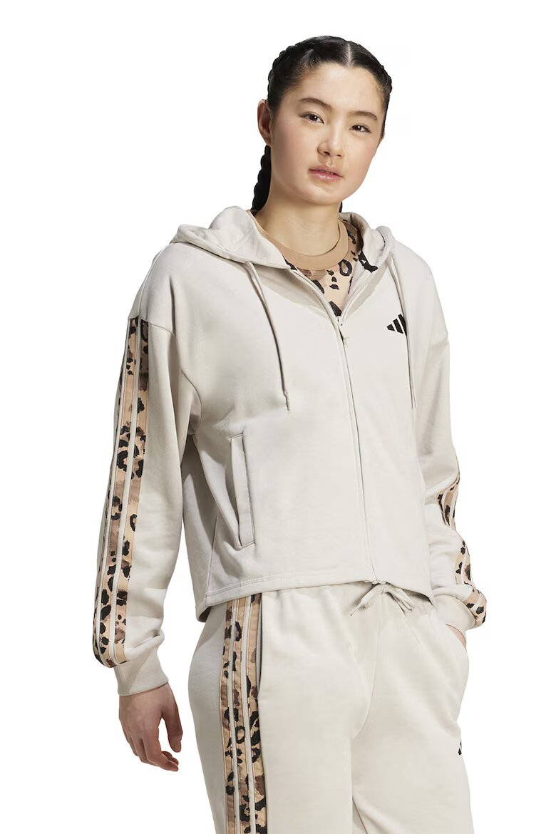 adidas Sportswear Худи с цип и два джоба Светлокафяв/Светло бежово