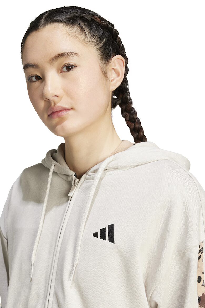 adidas Sportswear Худи с цип и два джоба Светлокафяв/Светло бежово
