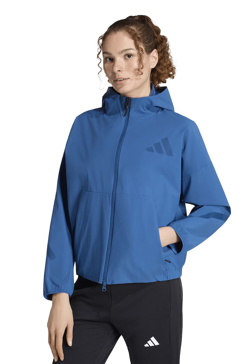 adidas Sportswear Худи с цип и джобове Син