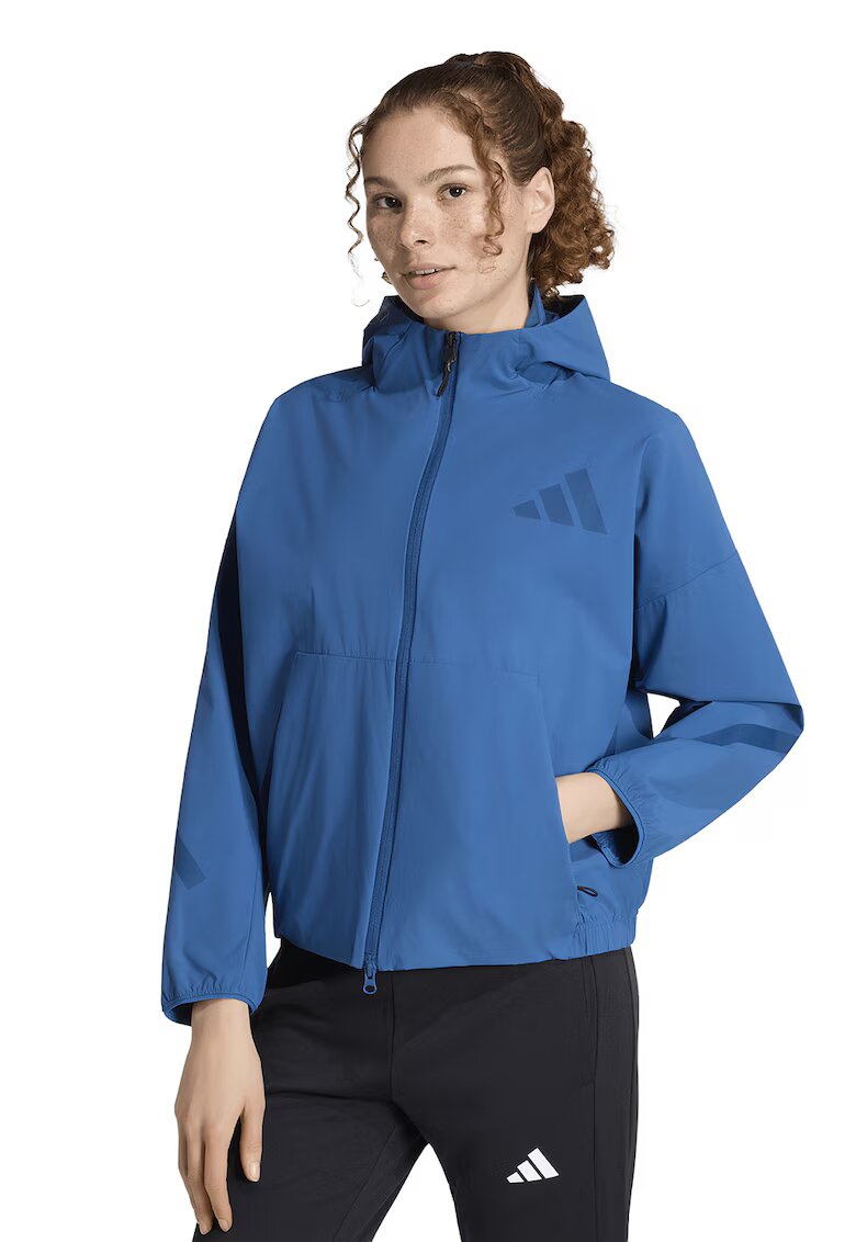 adidas Sportswear Худи с цип и джобове - Син