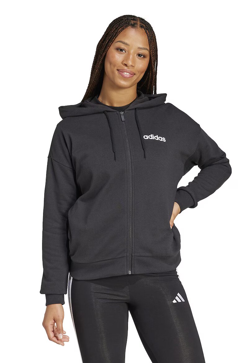 adidas Sportswear Худи с цип и лого Бял/Черен
