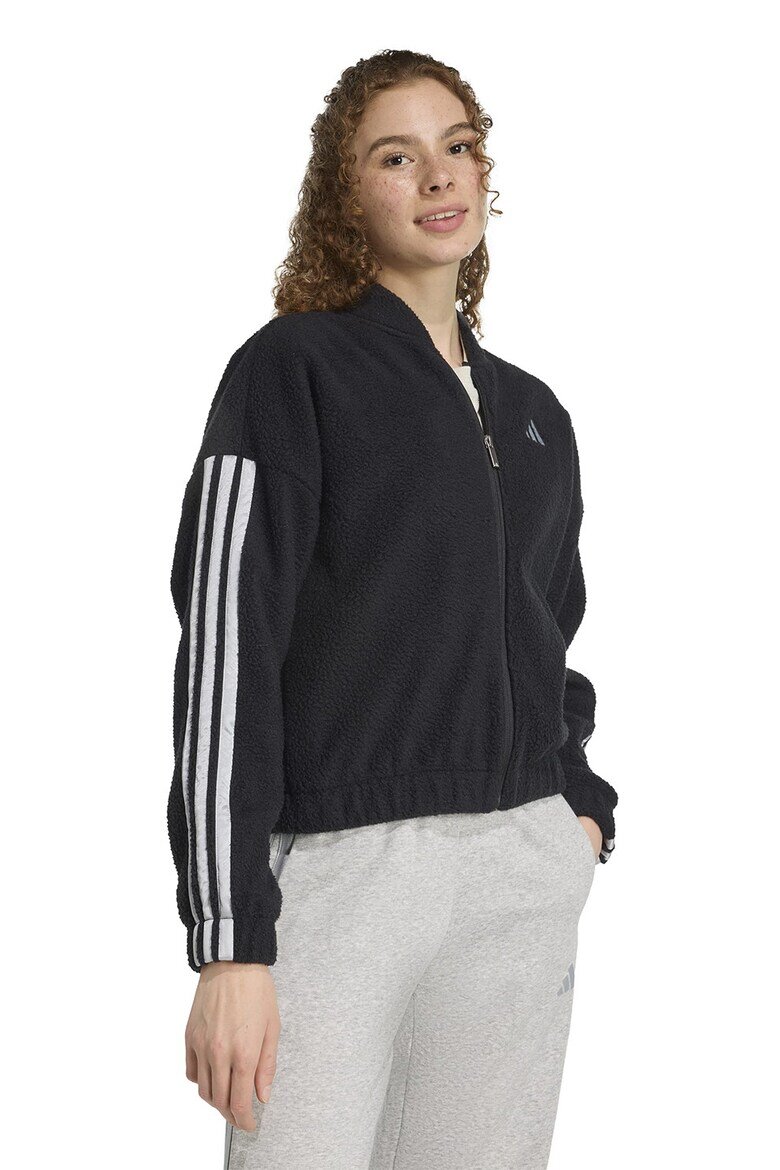 adidas Sportswear Худи с цип и лого - Черен/Сребрист