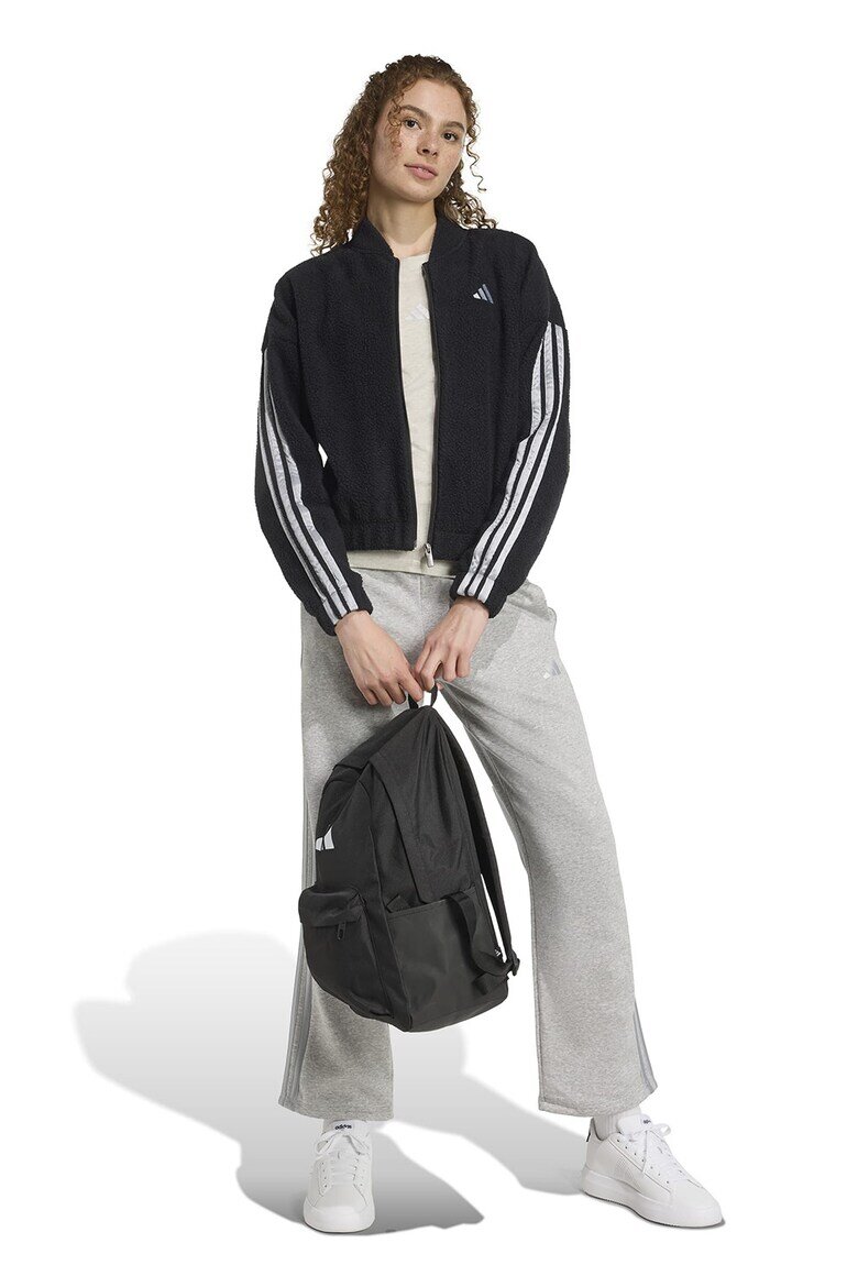 adidas Sportswear Худи с цип и лого - Черен/Сребрист