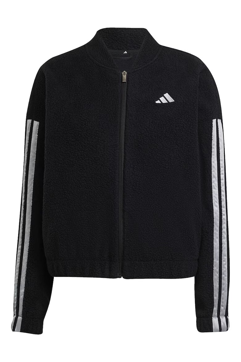 adidas Sportswear Худи с цип и лого - Черен/Сребрист