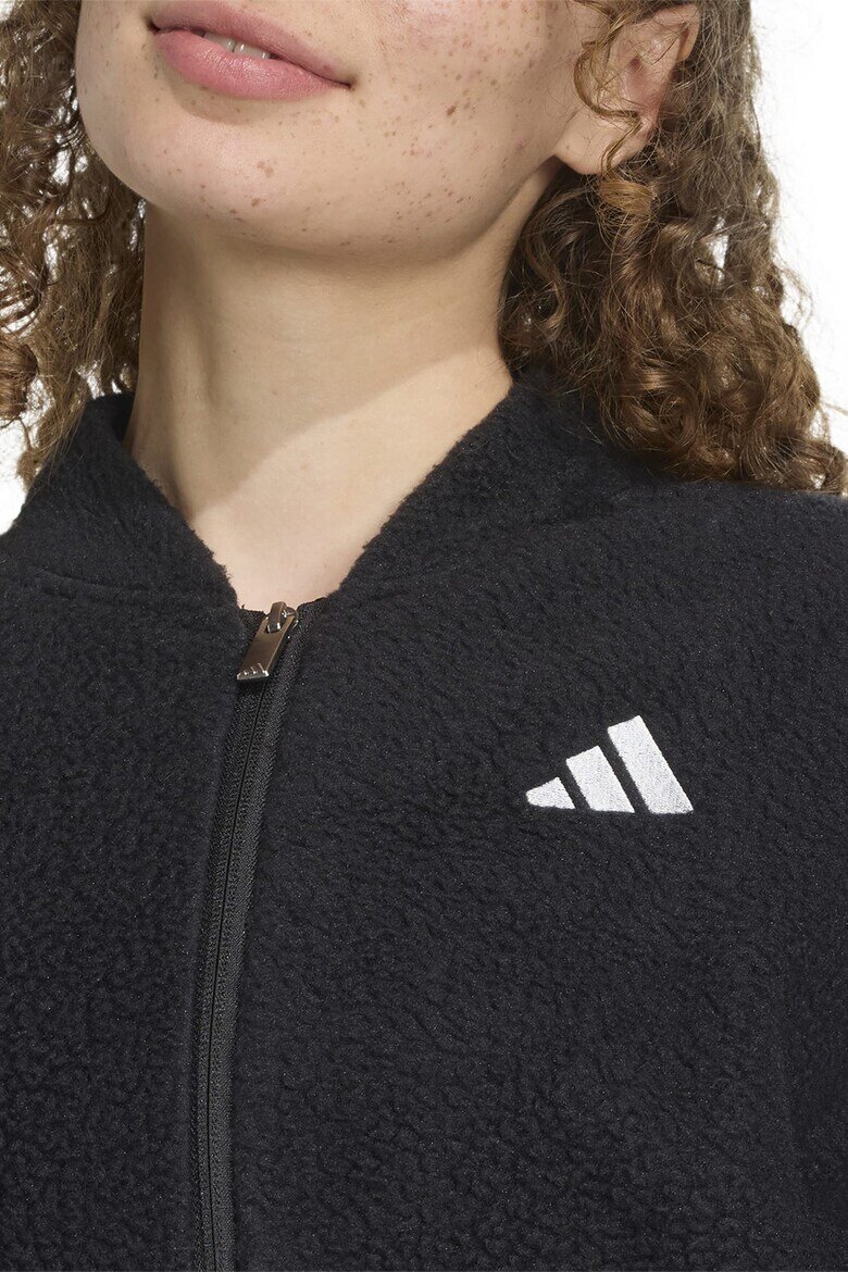 adidas Sportswear Худи с цип и лого - Черен/Сребрист