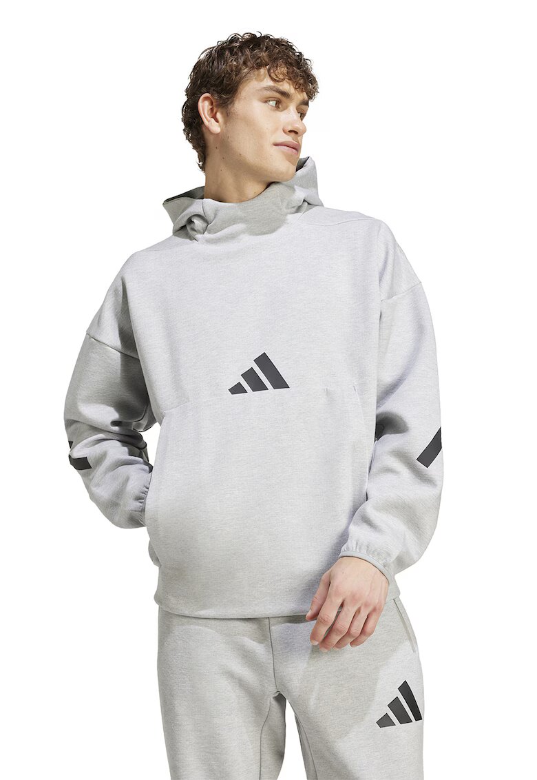 adidas Sportswear Худи Z.N.E. с паднали ръкави - Черен/Светлосив меланж