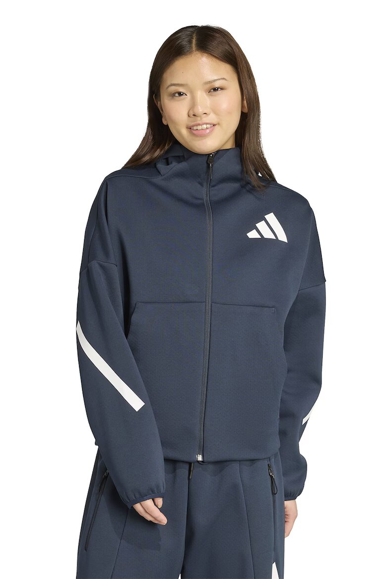 adidas Sportswear Худи Z.N.E. с паднали ръкави и скосени джобове Бял/Тъмносин