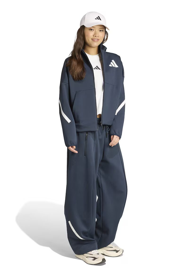adidas Sportswear Худи Z.N.E. с паднали ръкави и скосени джобове Бял/Тъмносин