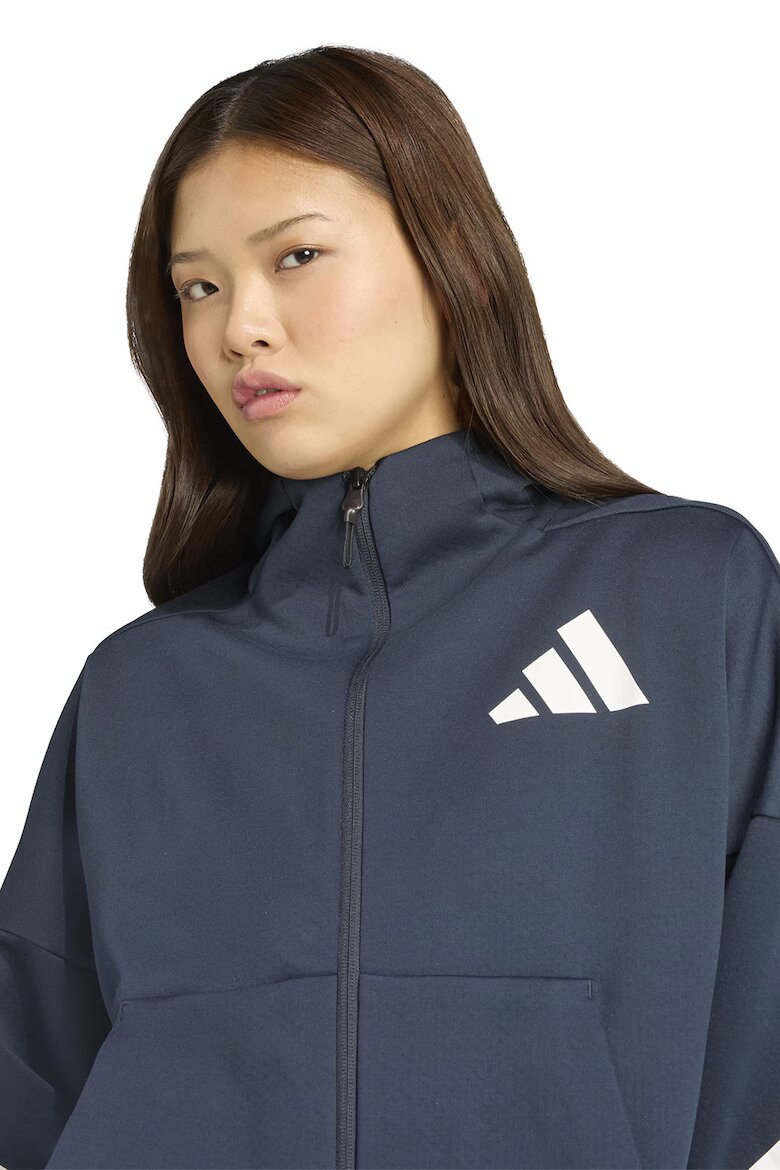 adidas Sportswear Худи Z.N.E. с паднали ръкави и скосени джобове Бял/Тъмносин