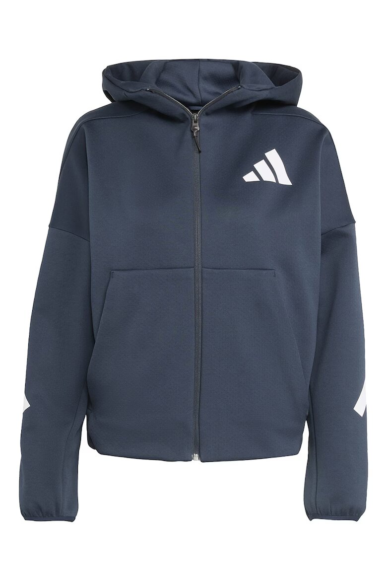 adidas Sportswear Худи Z.N.E. с паднали ръкави и скосени джобове Бял/Тъмносин
