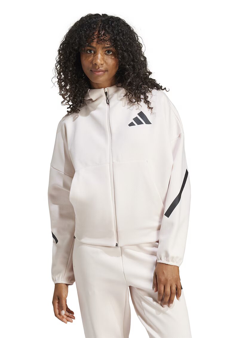adidas Sportswear Худи Z.N.E. с паднали ръкави и скосени джобове - Слонова кост/Черен