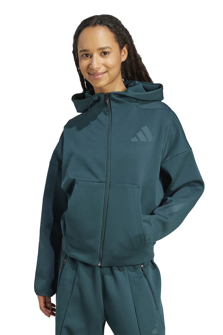 adidas Sportswear Худи Z.N.E. с паднали ръкави и скосени джобове Тъмнозелен
