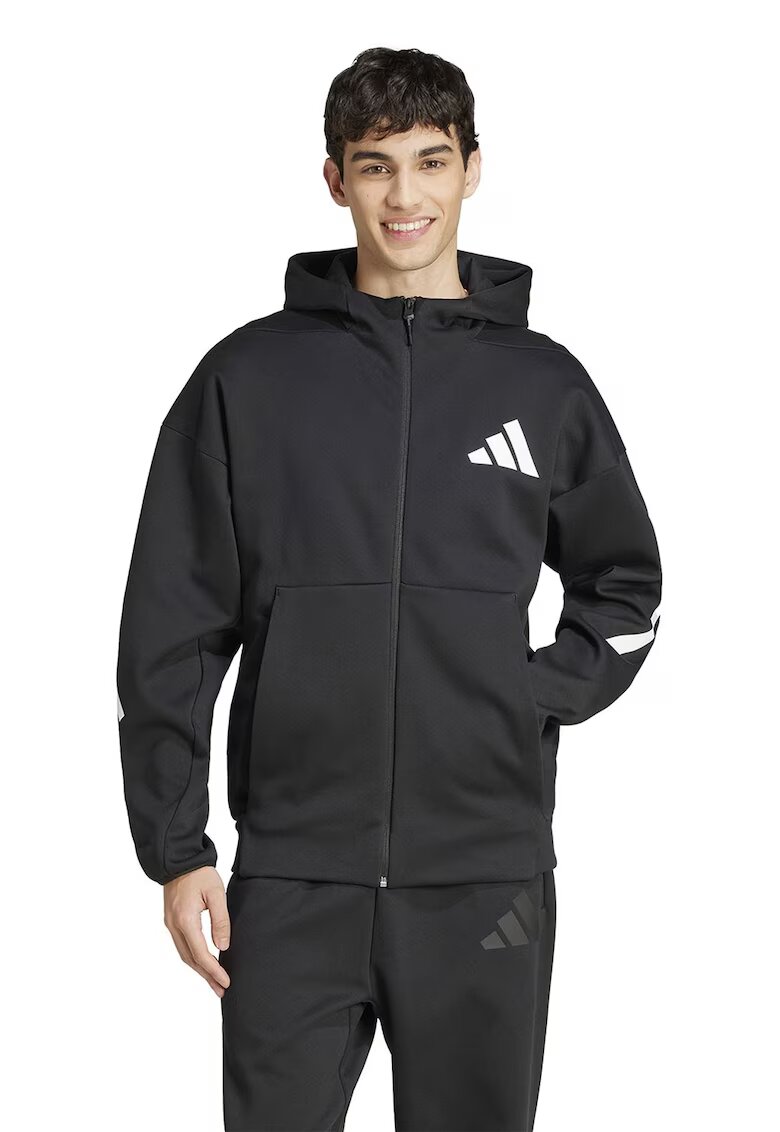 adidas Sportswear Худи Z.N.E. с цип - Бял/Черен