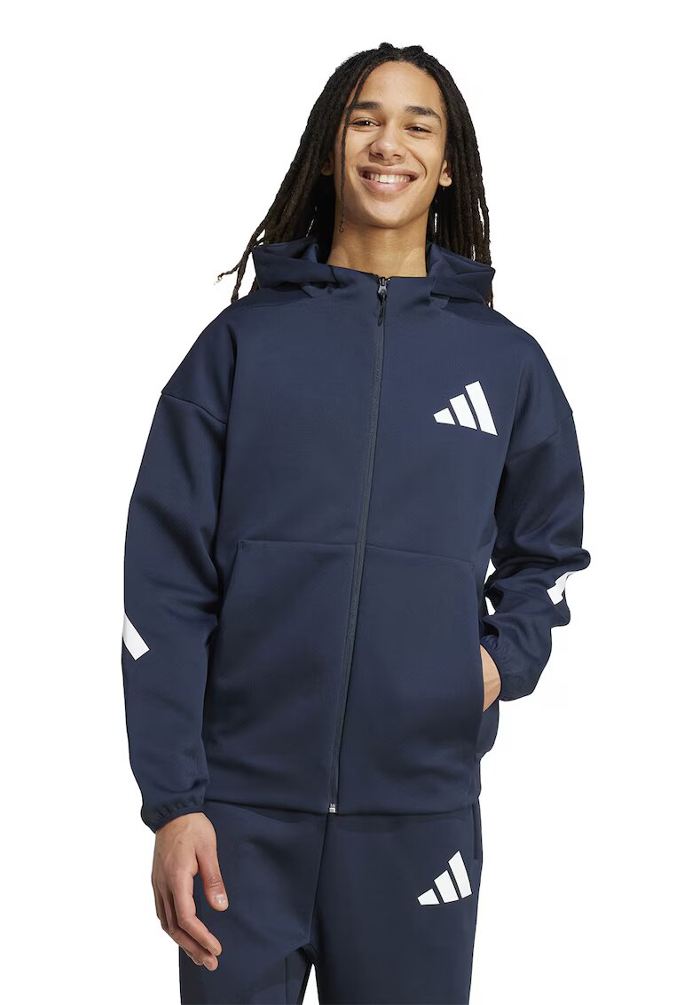 adidas Sportswear Худи Z.N.E. с цип - Бял/Тъмносин