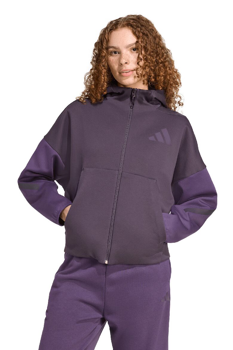 adidas Sportswear Худи Z.N.E с цип и паднали ръкави Виолетов/Тъмновиолетов