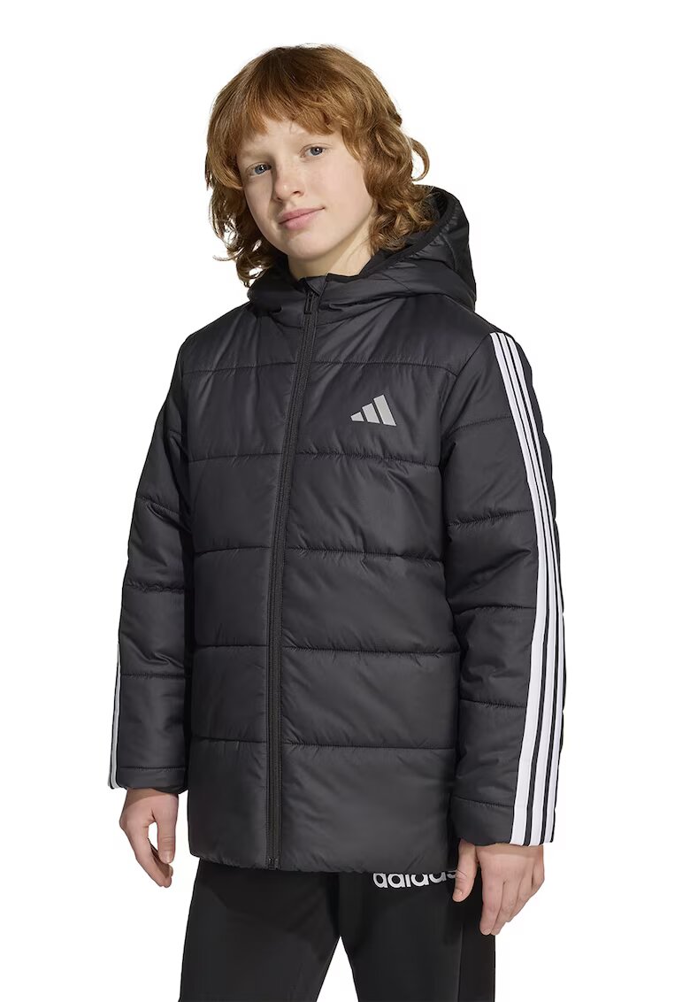 adidas Sportswear Капитонирано яке с качулка - Черен/Бял
