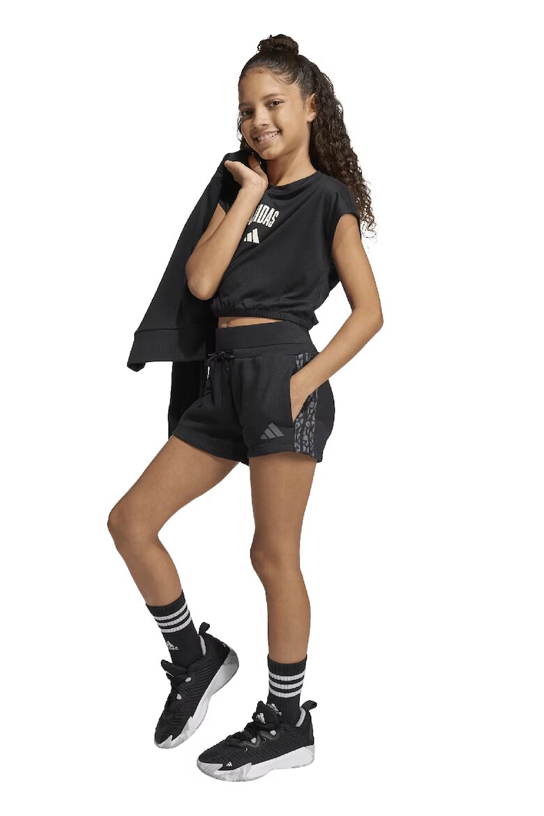 adidas Sportswear Къс панталон с еластична талия Черен/Сив