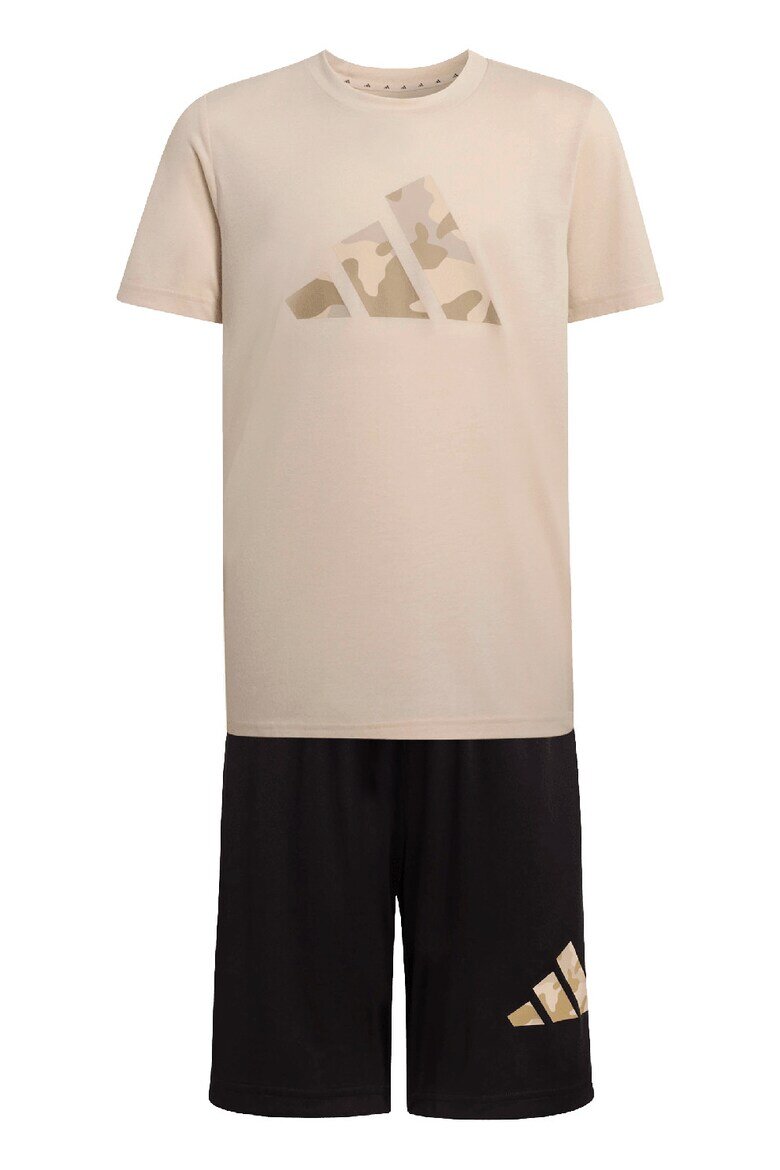 adidas Sportswear Къс спортен екип с лого Черен/Бежов