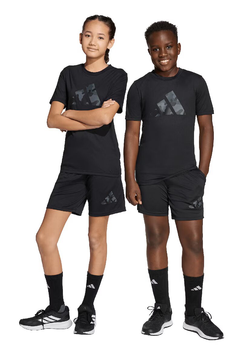 adidas Sportswear Къс спортен екип с лого Черен/Сив