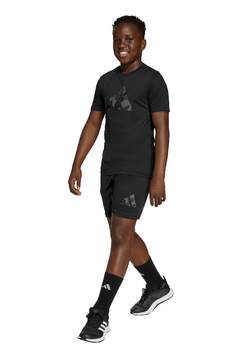 adidas Sportswear Къс спортен екип с лого Черен/Сив