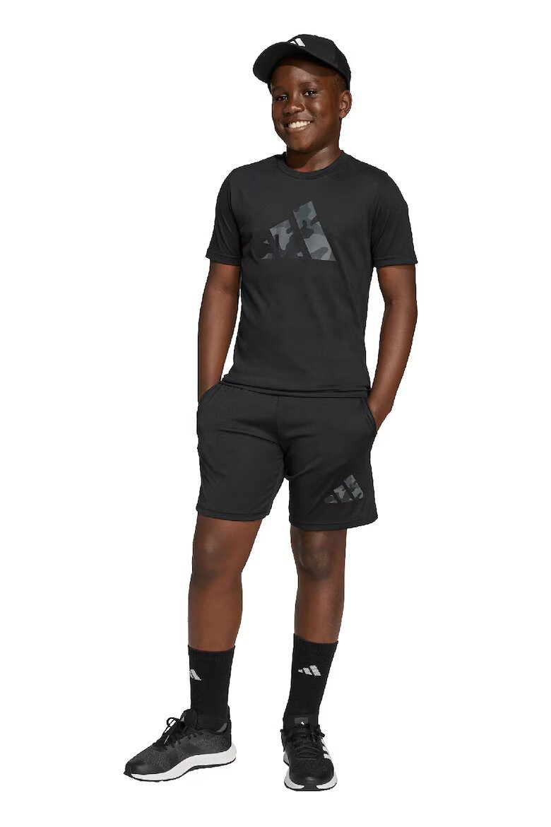 adidas Sportswear Къс спортен екип с лого Черен/Сив