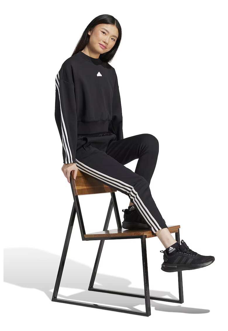 adidas Sportswear Къс суитшърт с овално деколте - Бял/Черен