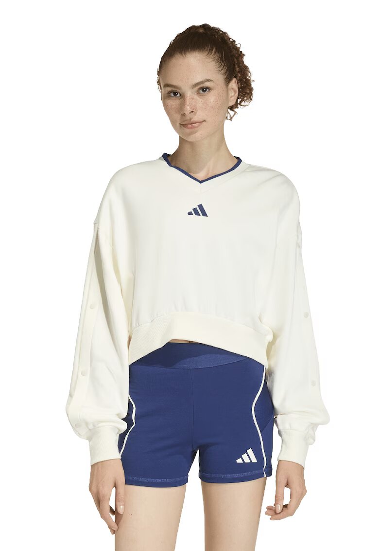 adidas Sportswear Къс суитшърт Stadium с шпиц - Крем/Тъмносин
