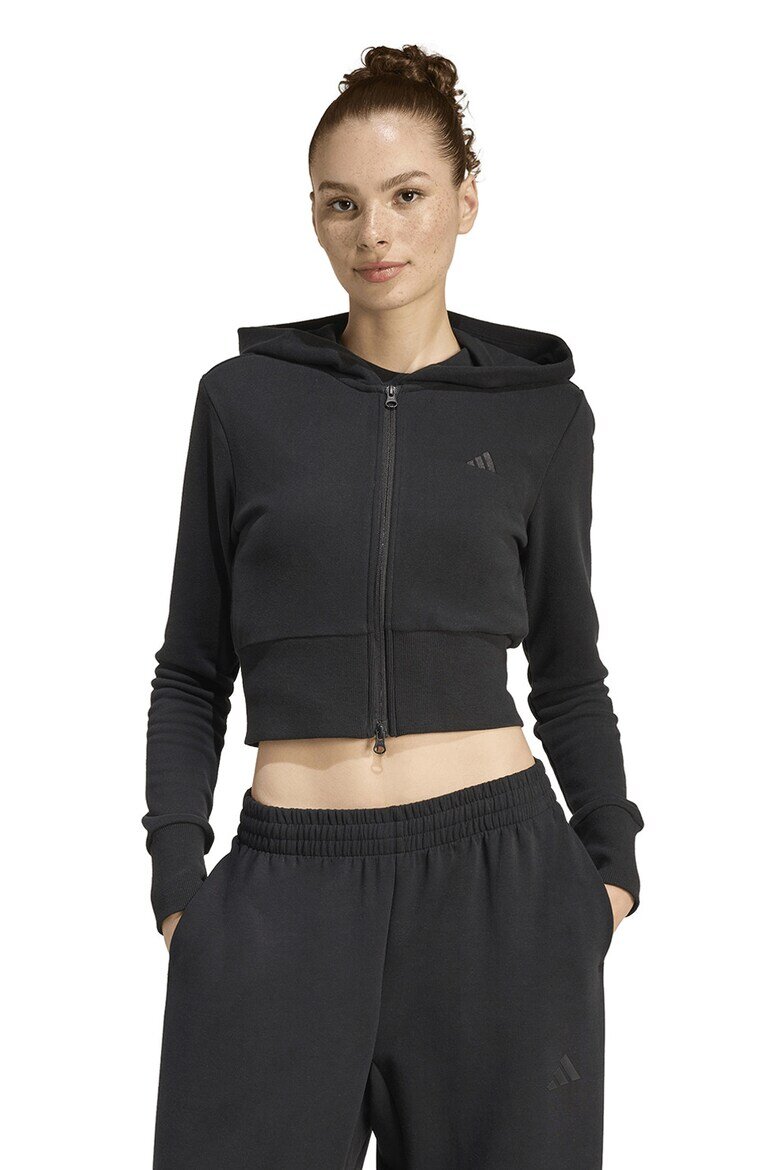 adidas Sportswear Късо худи с лого Черен