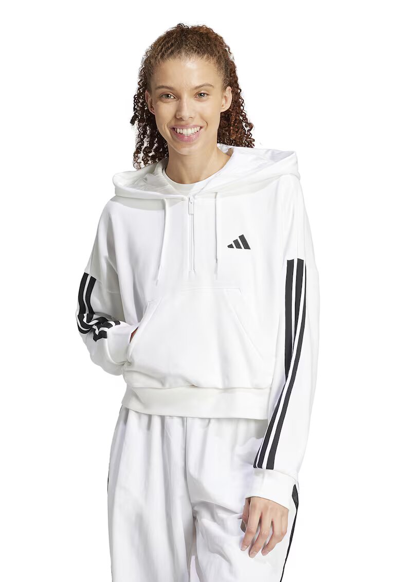 adidas Sportswear Късо худи с цип - Черен/Бял