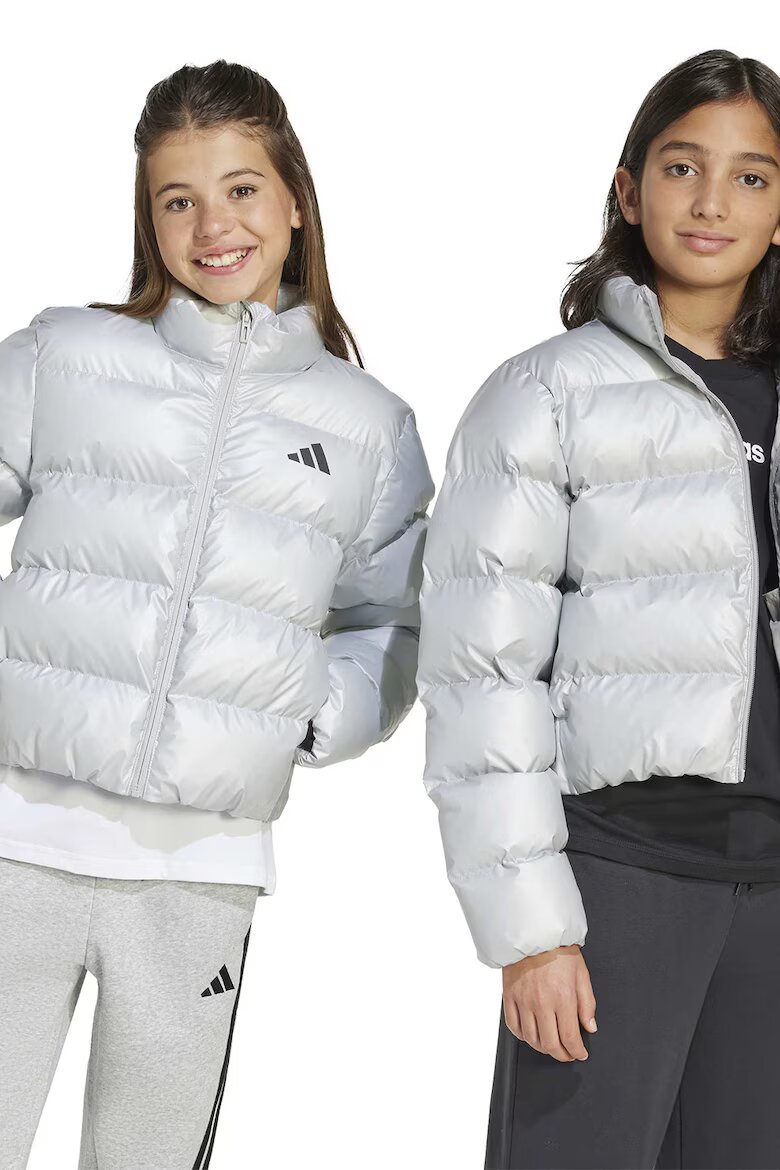 adidas Sportswear Късо капитоирано зимно яке със странични джобове Сребрист