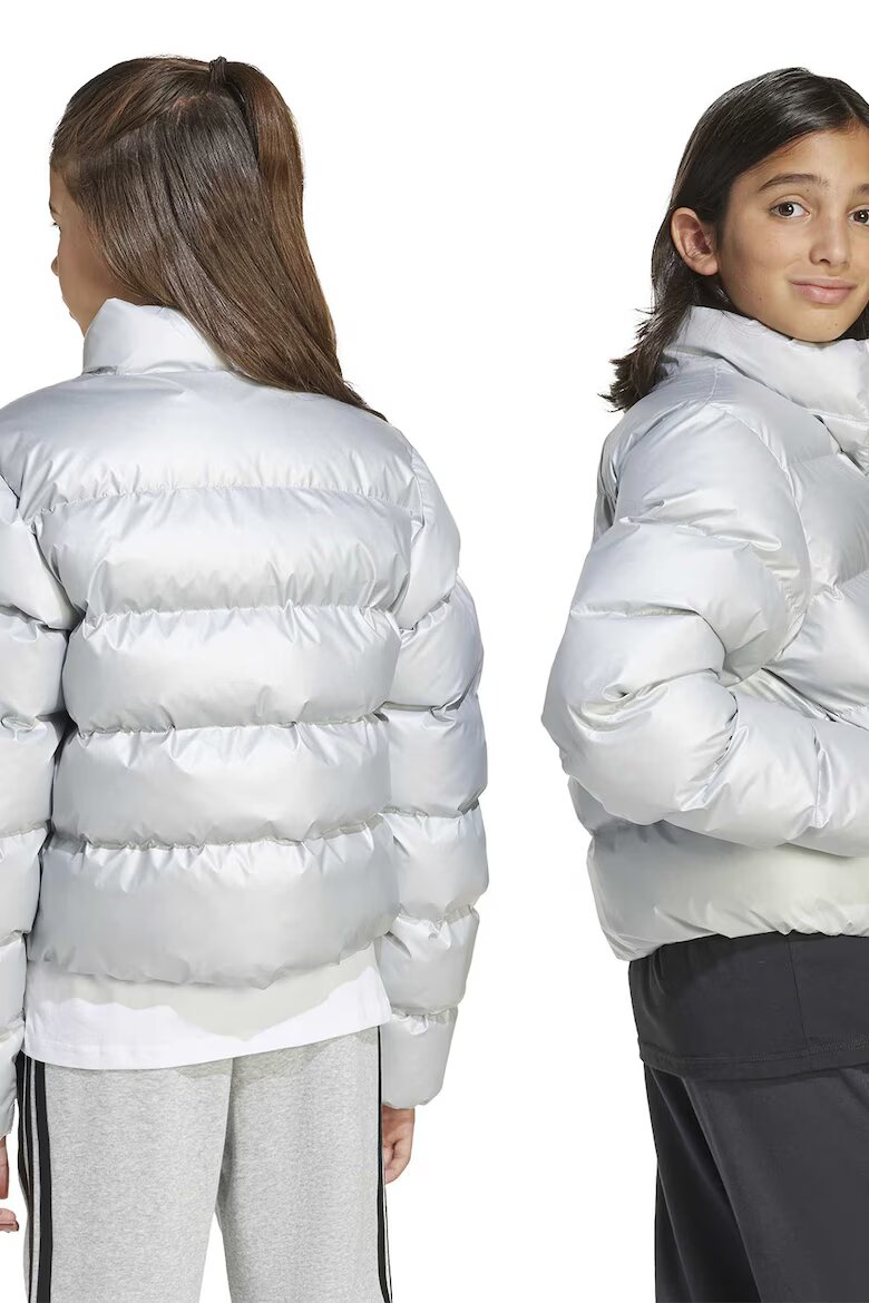 adidas Sportswear Късо капитоирано зимно яке със странични джобове Сребрист