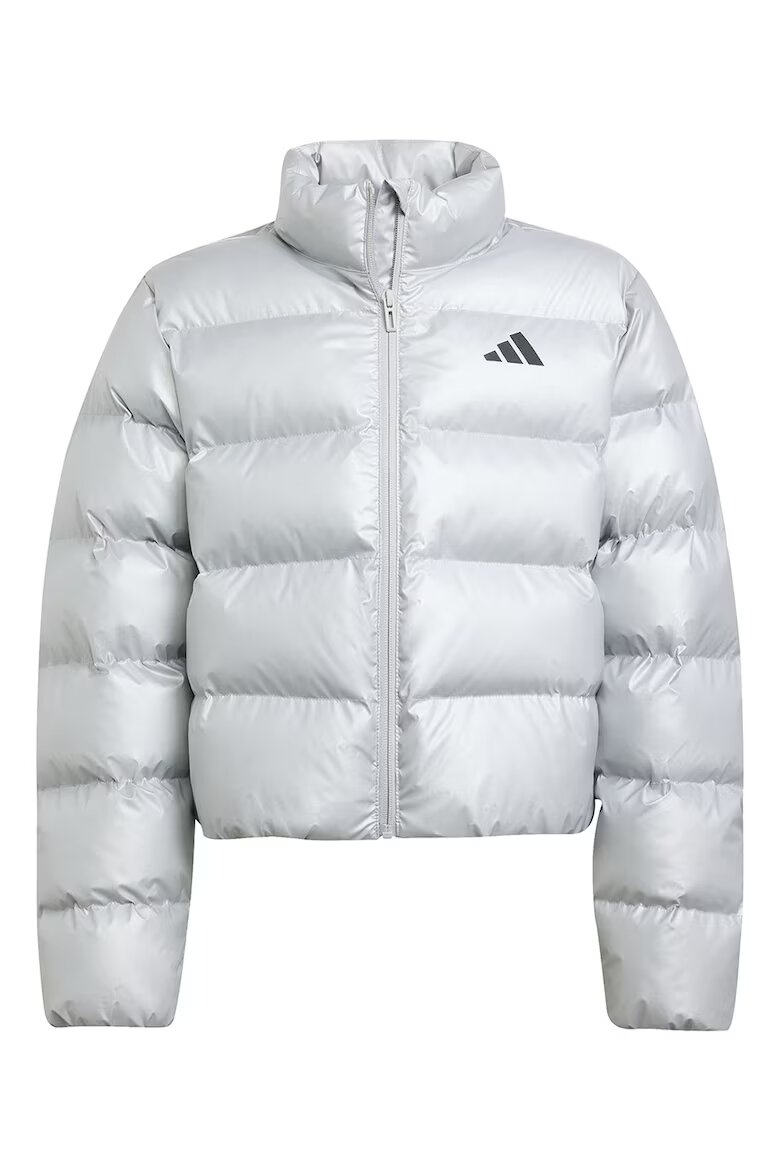 adidas Sportswear Късо капитоирано зимно яке със странични джобове Сребрист