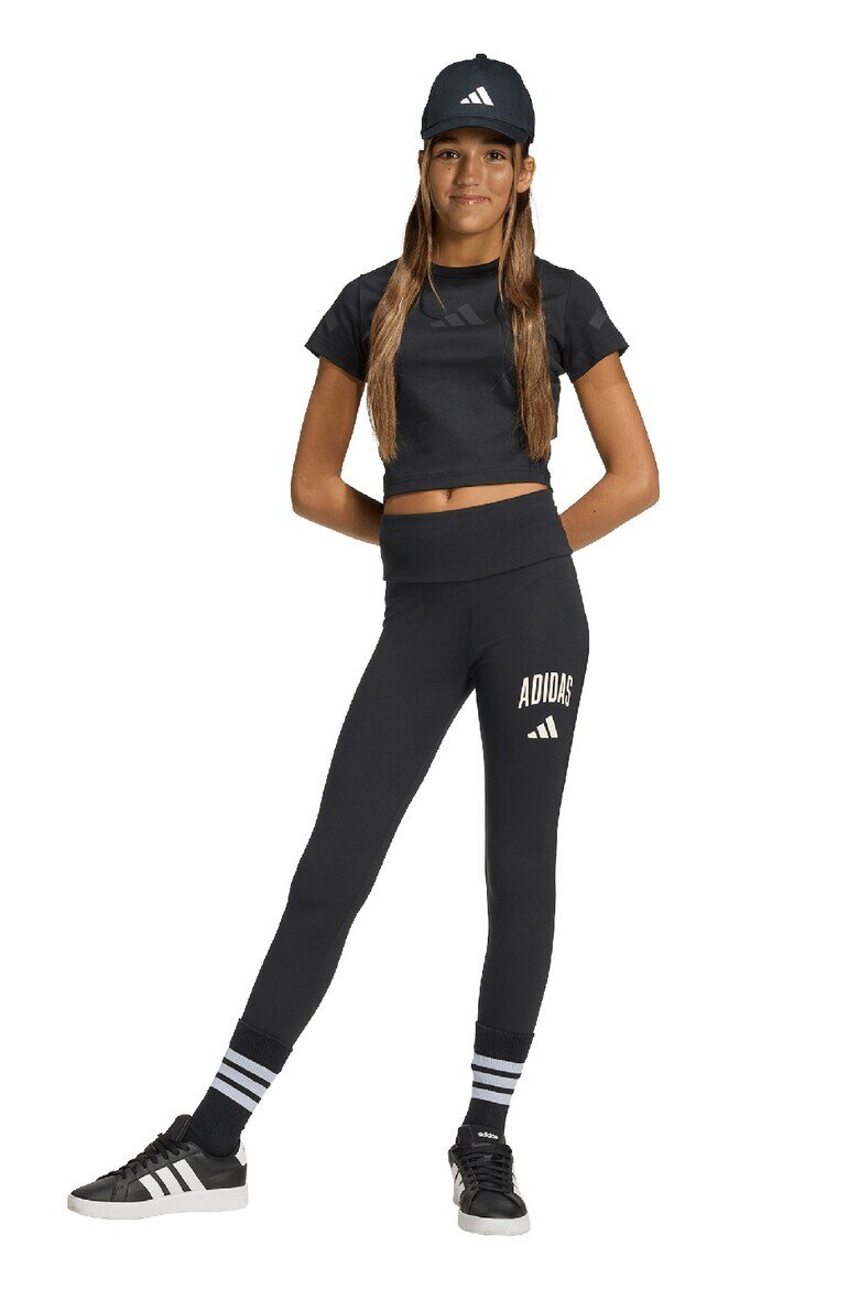 adidas Sportswear Клин с миди талия и лого Черен/Мръснобял