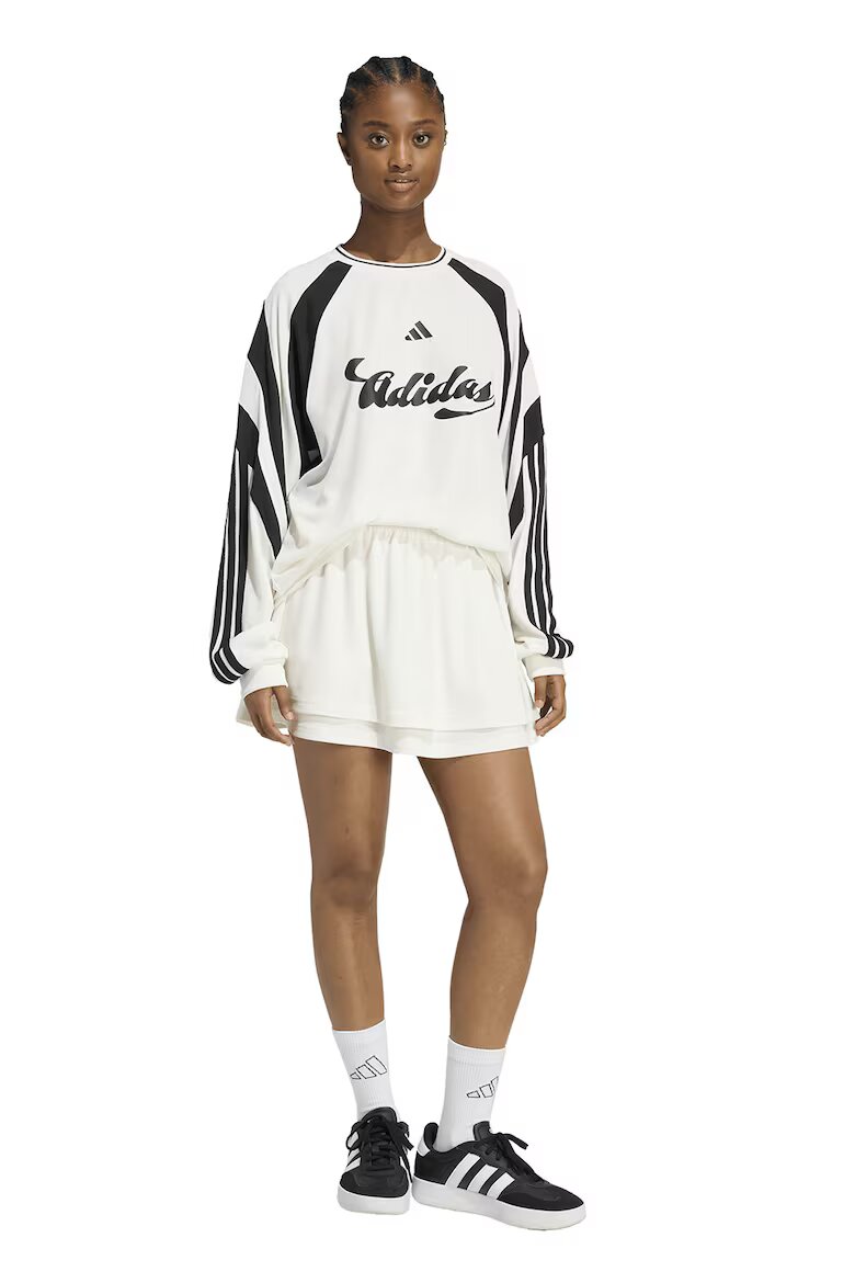 adidas Sportswear Набрана пола с контрастни кантове Черен/Мръснобял