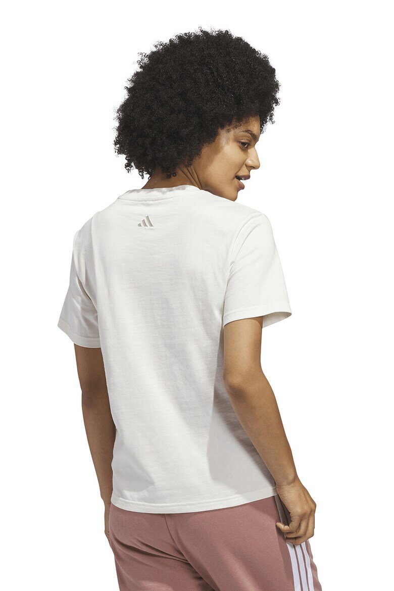 adidas Sportswear Памучна тениска Cursive с лого Мръснобял