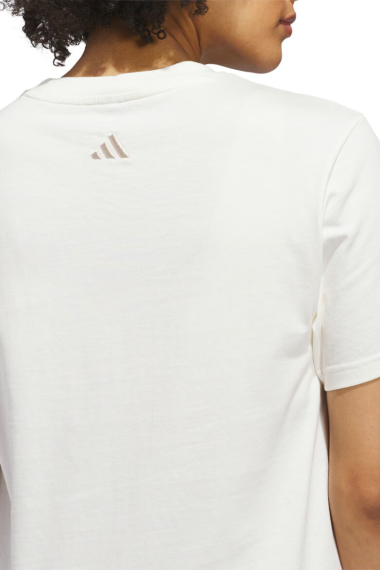 adidas Sportswear Памучна тениска Cursive с лого Мръснобял