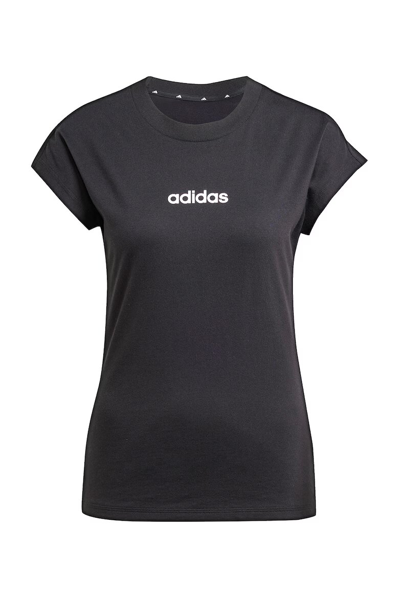 adidas Sportswear Памучна тениска Essentials с овално деколте Черен/Бял