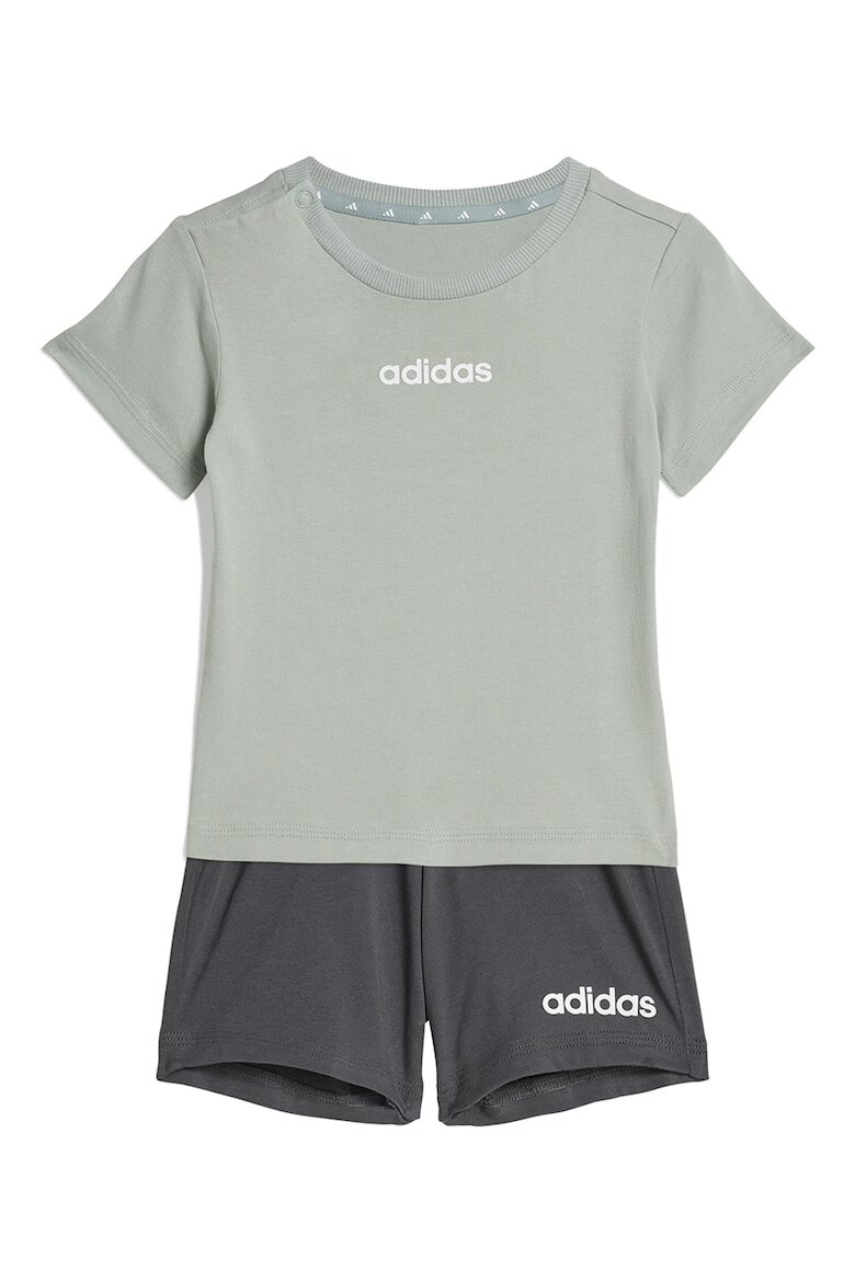 adidas Sportswear Памучна тениска и къс панталон - 2 части Бледозелен/Tъмносив