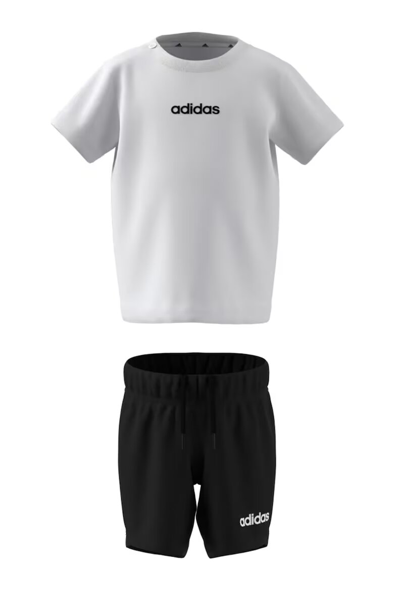 adidas Sportswear Памучна тениска и къс панталон - 2 части Черен/Мръснобял