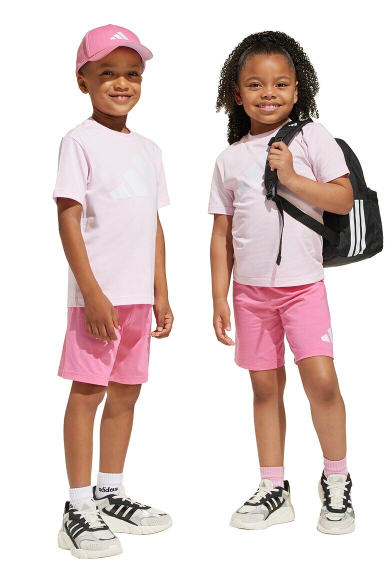 adidas Sportswear Памучна тениска и шорти - 2 части Бял/Розово