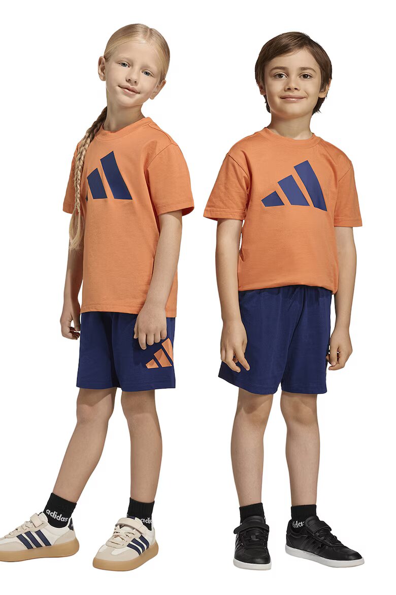 adidas Sportswear Памучна тениска и шорти - 2 части Тъмносин/Бледооранжев