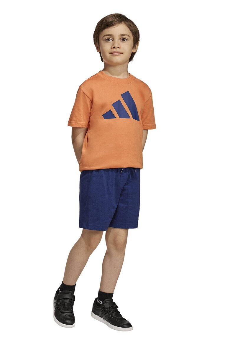 adidas Sportswear Памучна тениска и шорти - 2 части Тъмносин/Бледооранжев