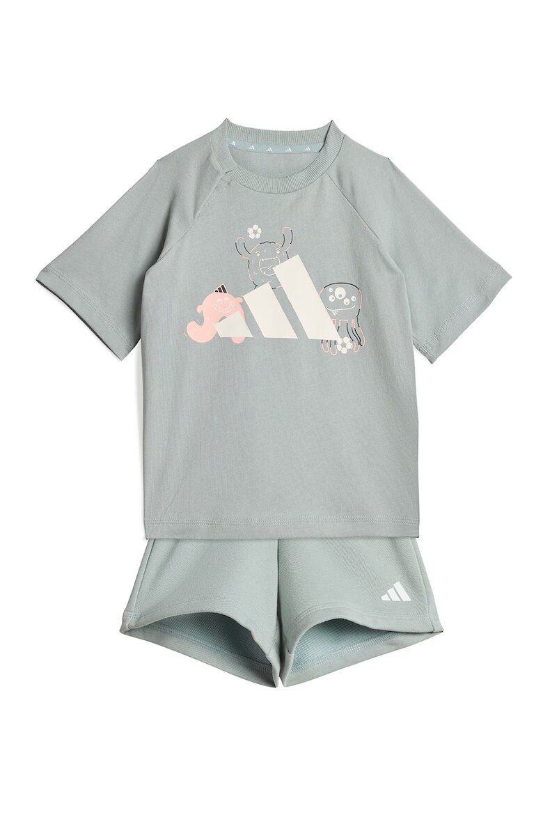 adidas Sportswear Памучна тениска и шорти Tiro_Nster Бял/Зелени аспержи
