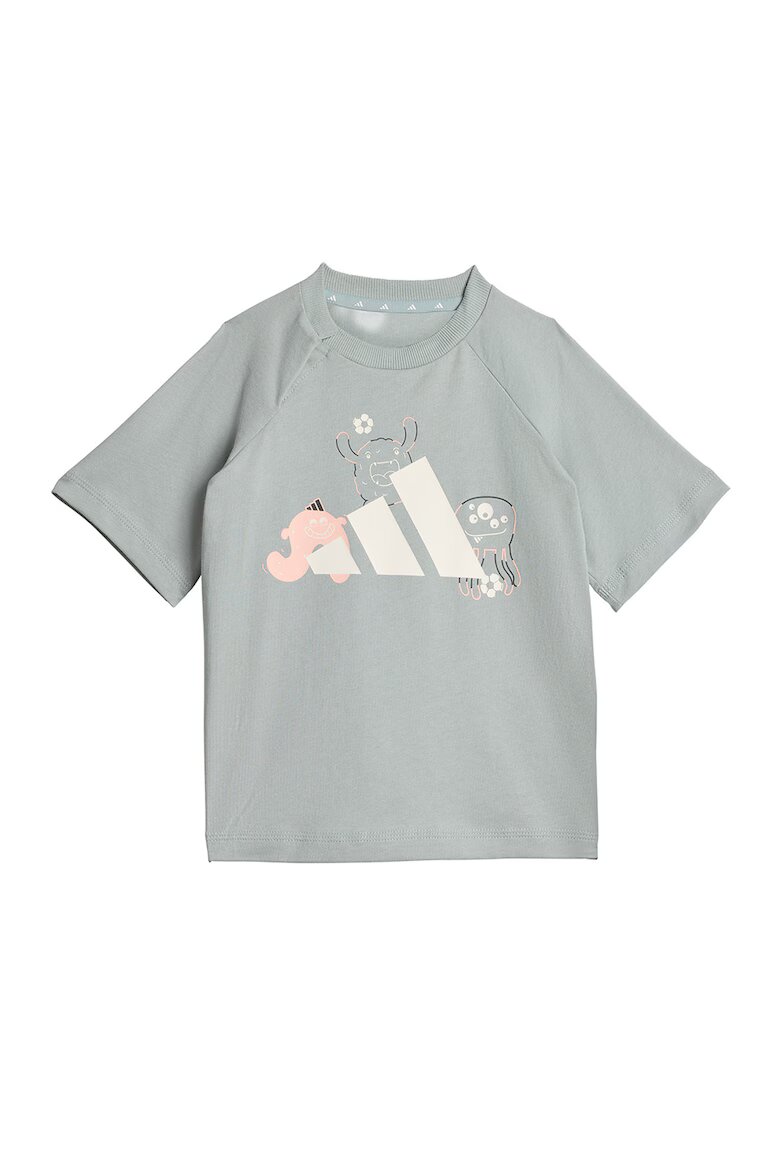 adidas Sportswear Памучна тениска и шорти Tiro_Nster Бял/Зелени аспержи