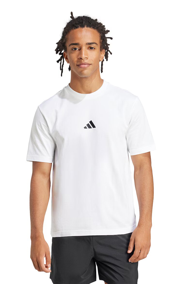 adidas Sportswear Памучна тениска с бродирано лого Черен/Бял