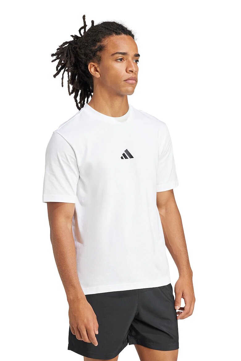 adidas Sportswear Памучна тениска с бродирано лого Черен/Бял