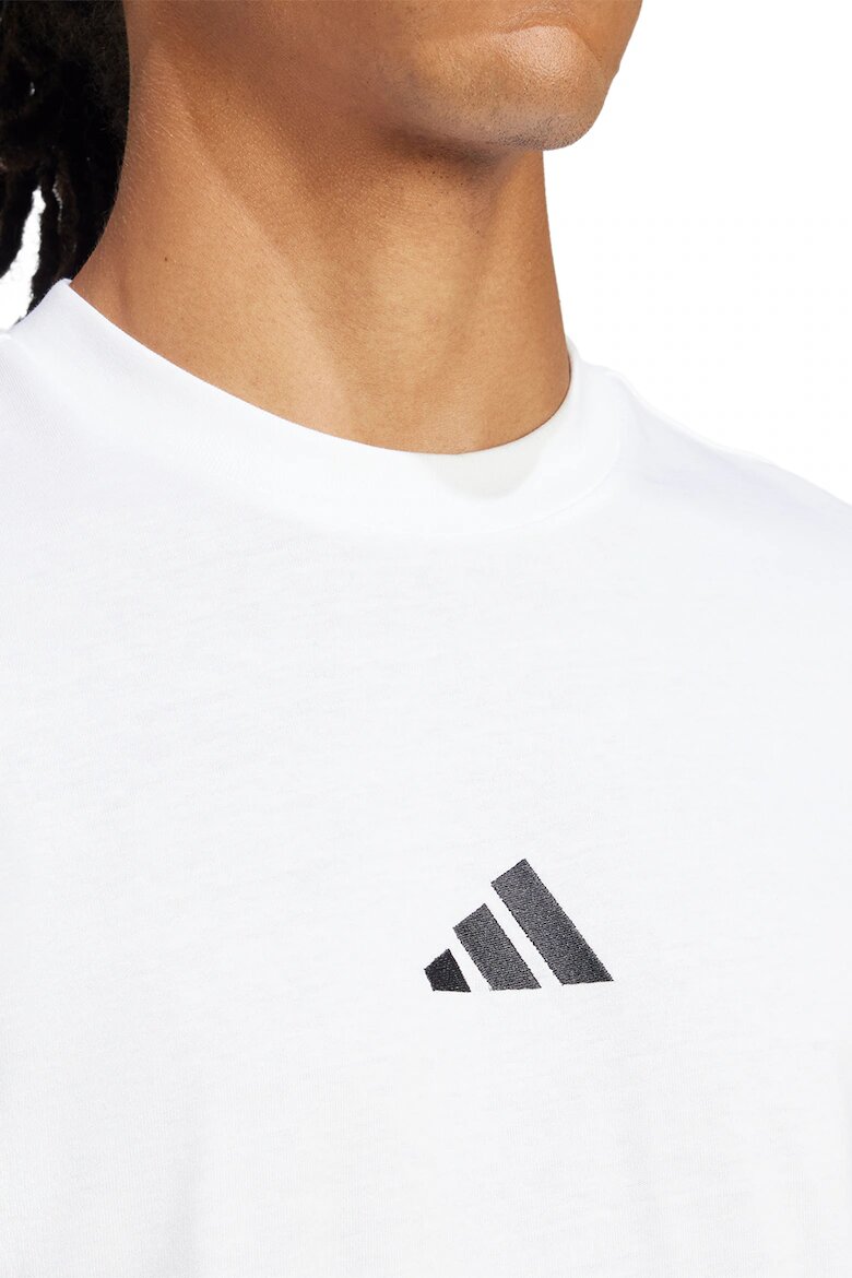 adidas Sportswear Памучна тениска с бродирано лого Черен/Бял