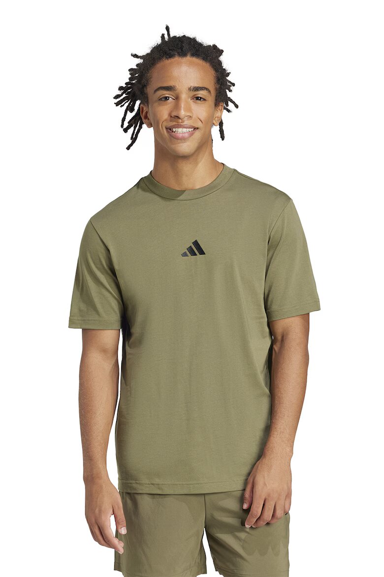 adidas Sportswear Памучна тениска с бродирано лого Каки